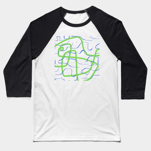 Blue and Green Loose lines floating Baseball T-Shirt by chrstdnl